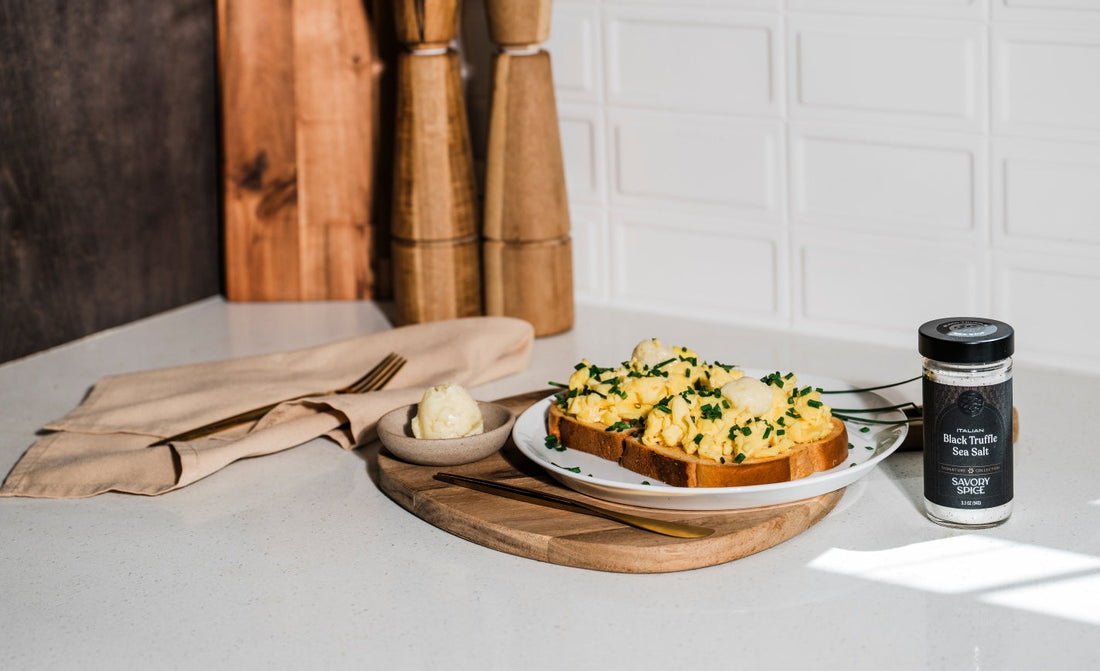 Truffle Butter Soft Scrambled Eggs on Toast