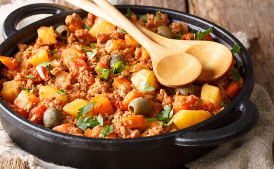 Cuban Island Spiced Beef Picadillo with Herb Mojo Sauce