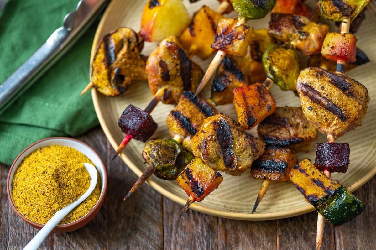 Pork and Winter Vegetable Skewers