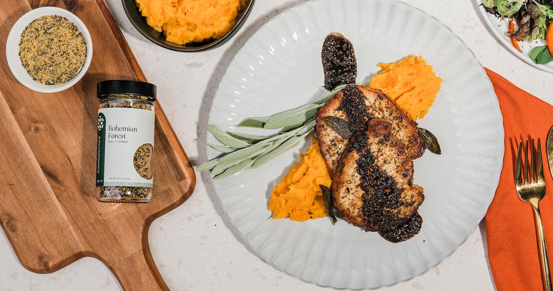 Bohemian Forest Pork Chops with Maple Squash Mash